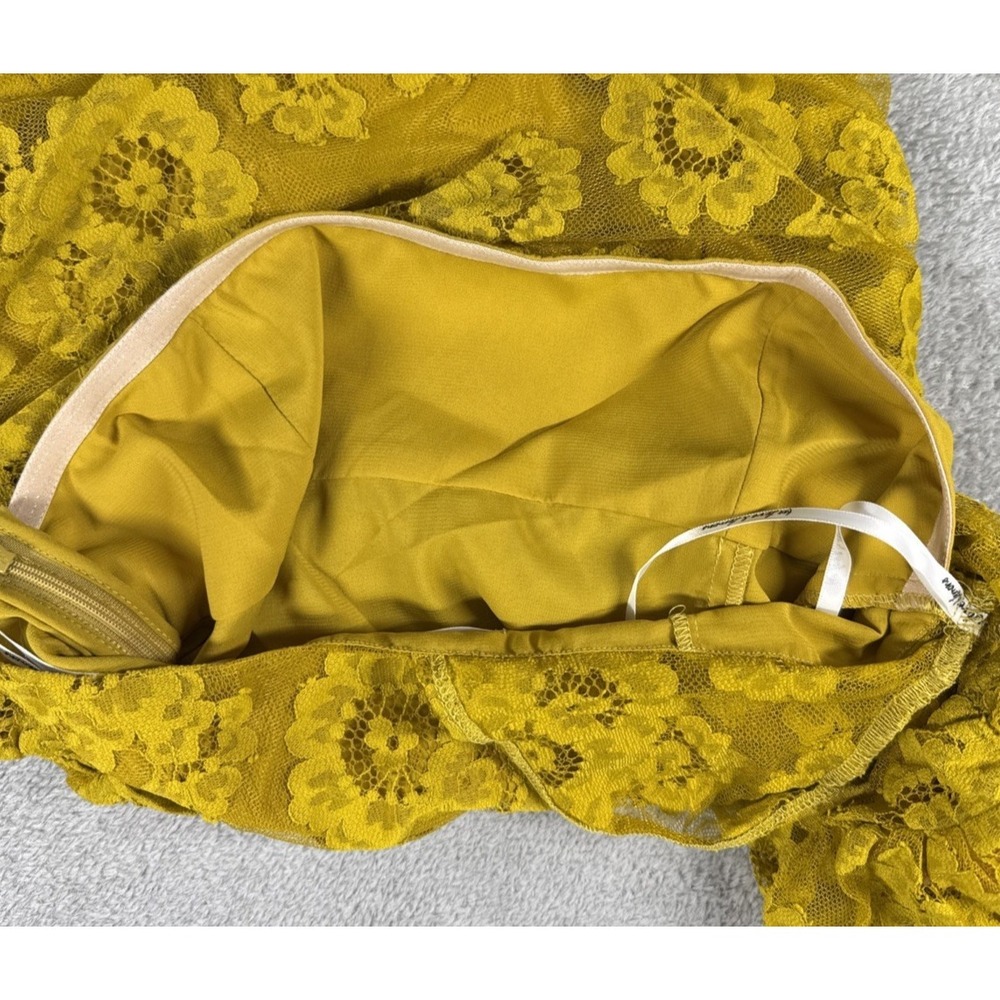 For Love And Lemons Women's Tiana One-Shoulder Lace Mini Dress Yellow Small NWT - Picture 6 of 9